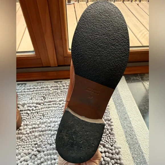 10022 shoes,Saks Fifth Ave, made in Italy, Moto style tan leather boots, EUC 39 - Picture 5 of 15